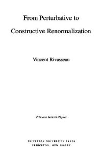 cover of the book From perturbative to constructive renormalization