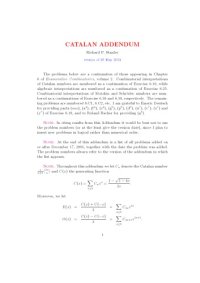 cover of the book Catalan addendum (to: Enumerative Combinatorics Volume 2)