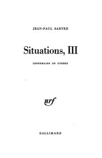 cover of the book Situations III, Lendemains de guerre