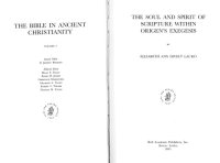 cover of the book The Soul and Spirit of Scripture Within Origen’s Exegesis