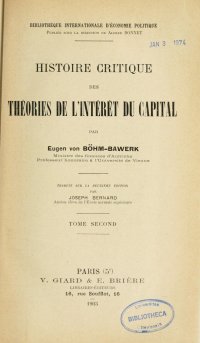 cover of the book Histoire Critique des Théories de l’Intérêt du Capital