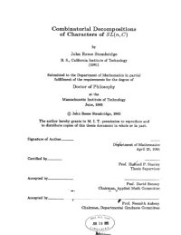 cover of the book Combinatorial decompositions of characters of SL(n,C)