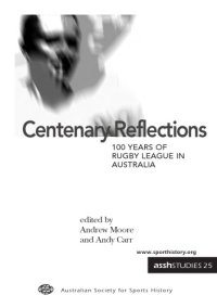 cover of the book Centenary reflections : 100 years of Rugby League in Australia