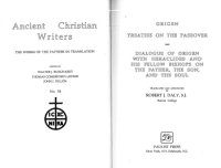 cover of the book Treatise on the Passover and Dialogue with Heraclides