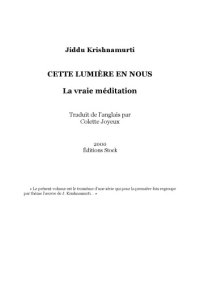 cover of the book Cette lumière en nous : la vraie méditation