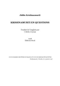 cover of the book Krishnamurti en questions