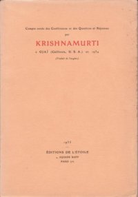 cover of the book Compte rendu des conférences et des questions et réponses à Ojaï (Californie, U.S.A.), en 1934 (Traduit de l’anglais)