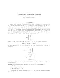 cover of the book Class notes on linear algebra [Lecture notes]