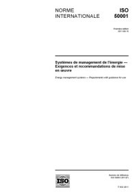 cover of the book ISO 50001 (F) Systèmes de management de l’énergie — Exigences et recommandations de mise en œuvre