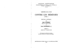 cover of the book Irénée de Lyon: Contre les hérésies, Livre 1 Texte et traduction