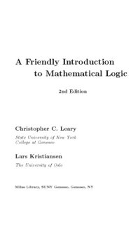 cover of the book A friendly Introduction to Mathematical Logic