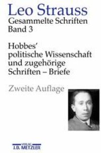 cover of the book Hobbes’ politische Wissenschaft und zugehörige Schriften — Briefe