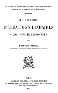 cover of the book Les systèmes d’équations linéaires à une infinité d’inconnues