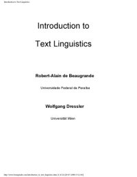 cover of the book Introduction to Text Linguistics