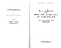 cover of the book Origène et la fonction révélatrice du verbe incarné