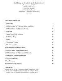 cover of the book Einführung in die algebraische Zahlentheorie [Lecture notes]