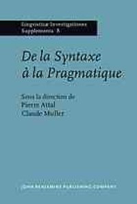 cover of the book De la syntaxe à la pragmatique : actes du Colloque de Rennes, Université de Haute-Bretagne