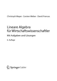 cover of the book Lineare Algebra für Wirtschaftswissenschaftler