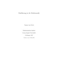 cover of the book Einführung in die Mathematik [Lecture notes]