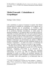 cover of the book Michel Foucault: Colonialisme et Géopolitique (article)