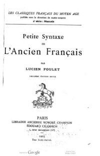 cover of the book Petite syntaxe de l’ancien français