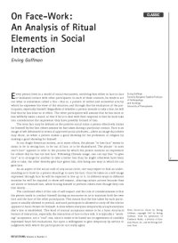 cover of the book On Face-Work: An Analysis of Ritual Elements in Social Interaction