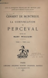 cover of the book La continuation de Perceval. Tome I - vers 1-7020