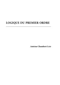 cover of the book Logique du premier ordre [Lecture notes]