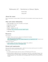 cover of the book Math 417: Abstract Algebra [Lecture notes]