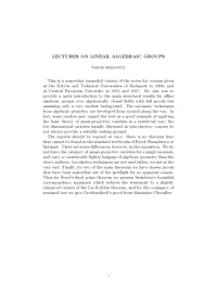 cover of the book Lectures on Linear Algebraic Groups [Lecture notes]