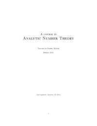 cover of the book Analytic number theory [Lecture notes]