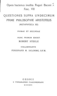 cover of the book Questiones supra undecimum prime philosophie Aristotelis (Metaphysica xii) primae et secundae