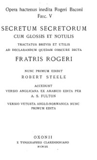 cover of the book Secretum secretorum cum glossis