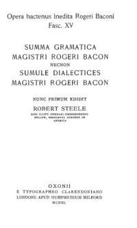 cover of the book Summa gramatica necnon sumule dialectices