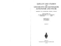 cover of the book Quellen und Studien zur Geschichte der Mathematik, Astronomie und Physik: Abteilung B: Studien