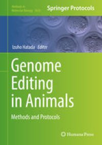 cover of the book Genome Editing in Animals: Methods and Protocols