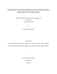 cover of the book Quantification of Temperature Implications and Investigation of Battery Design Options for Electrified Vehicles