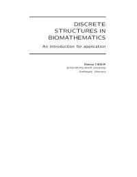 cover of the book Discrete structures in biomathematics: An introduction for application [Lecture notes]