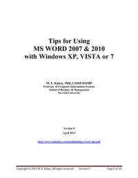 cover of the book Tips for Using MS-Word 2007 & 2010