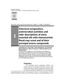 cover of the book Chemical composition, antimicrobial activities and odor descriptions of some essential oils with characteristic floral-rosy scent and of their principal aroma compounds