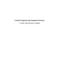 cover of the book Lexical Categories and Argument Structure. A study with reference to Sakha