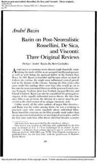 cover of the book Bazin on Post-Neorealistic Rossellini, De Sica, and Visconti: Three Original Reviews