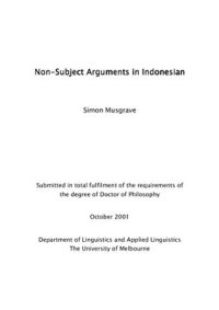 cover of the book Non-Subject Arguments in Indonesian