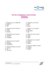 cover of the book FCE: Use of English. Part 3. Word formation. Worksheet