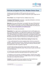 cover of the book FCE: Use of English. Part 1. Multiple Choice Cloze. Lesson Plan