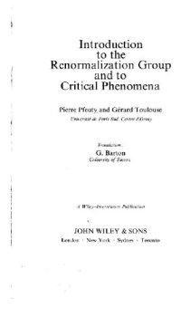 cover of the book Introduction to the renormalization group and critical phenomena