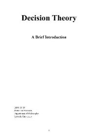 cover of the book decision theory - a brief introduction