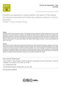 cover of the book A bottom-up approach to vowel systems: the case of Yadu Qiang