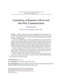 cover of the book Limitations of Quantum Advice and One-Way Communication