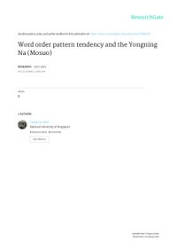 cover of the book Word order pattern tendency and the Yongning Na (Mosuo)